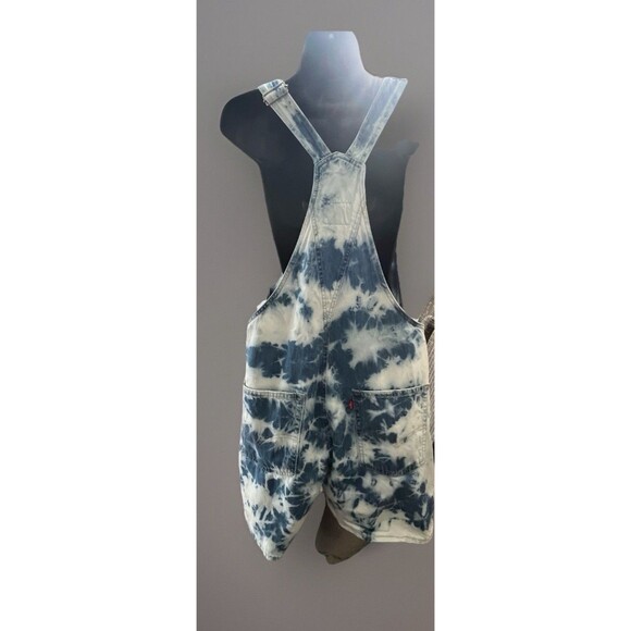 Levi's Women's Sz Large Light Blue Short Tie Dyed Overalls Boho Hippie Gypsy - Picture 8 of 16